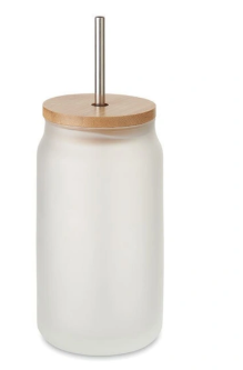 Frosted drinkbeker 400ml met rietje