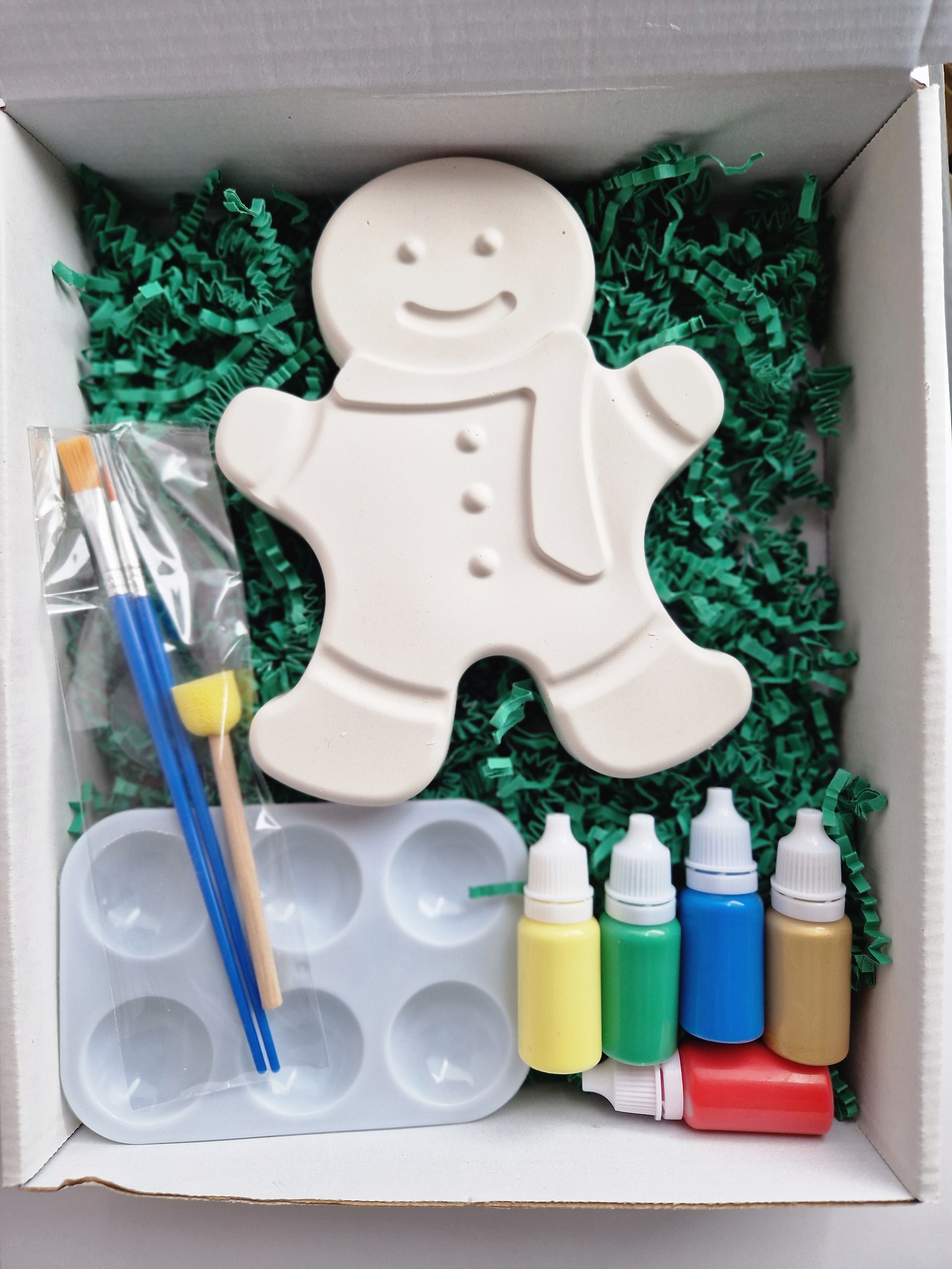 XXL gipsverfset met peperkoekenmannetje, 5 verfflesjes, mengplakaat en penselen