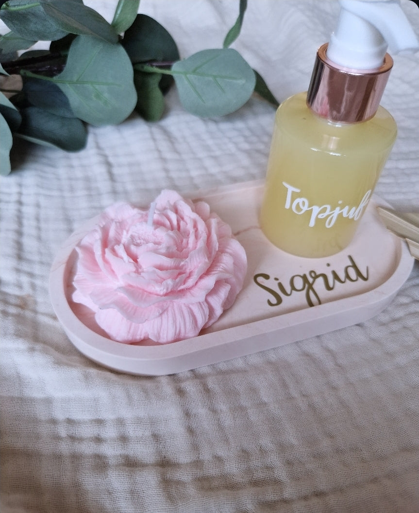 Geschenkset Ovale tray, handzeep & kaars