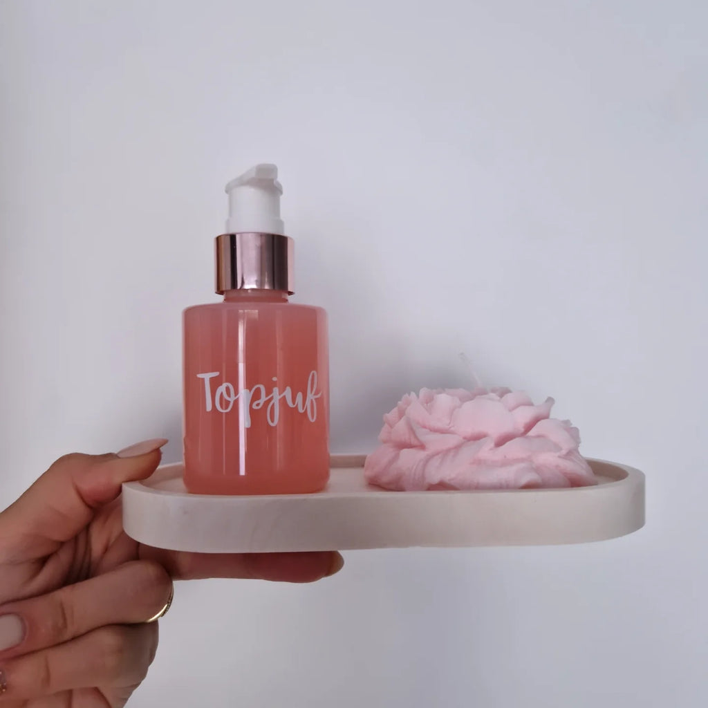 Geschenkset Ovale tray, handzeep & kaars