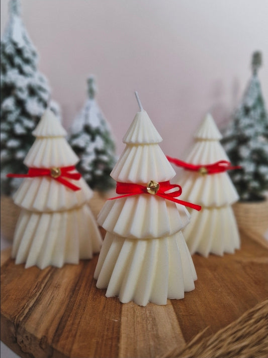 Ribbelboom kaars - Winter white