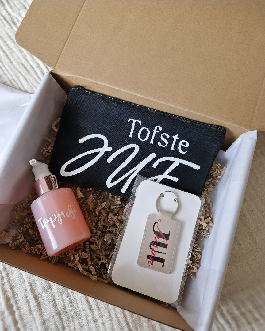 Geschenkset handzeep, toilettas en sleutelhanger