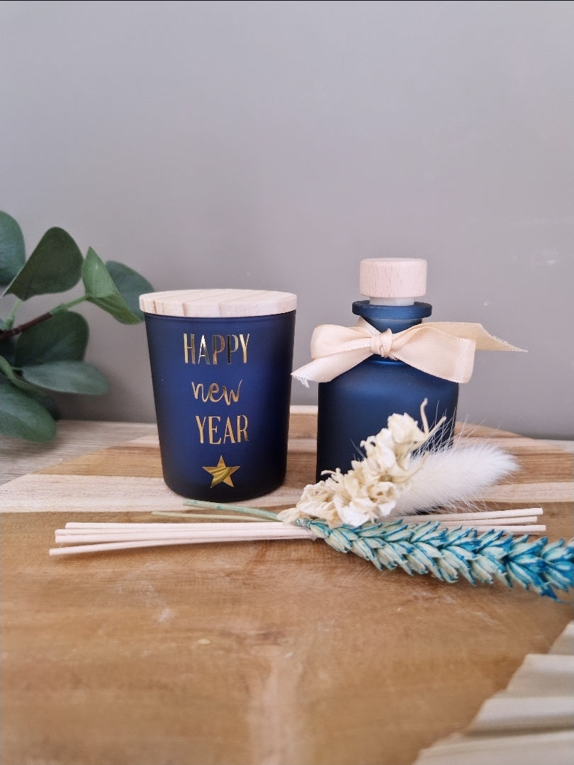 Geschenkset met luxe flesje en bijpassende kaars