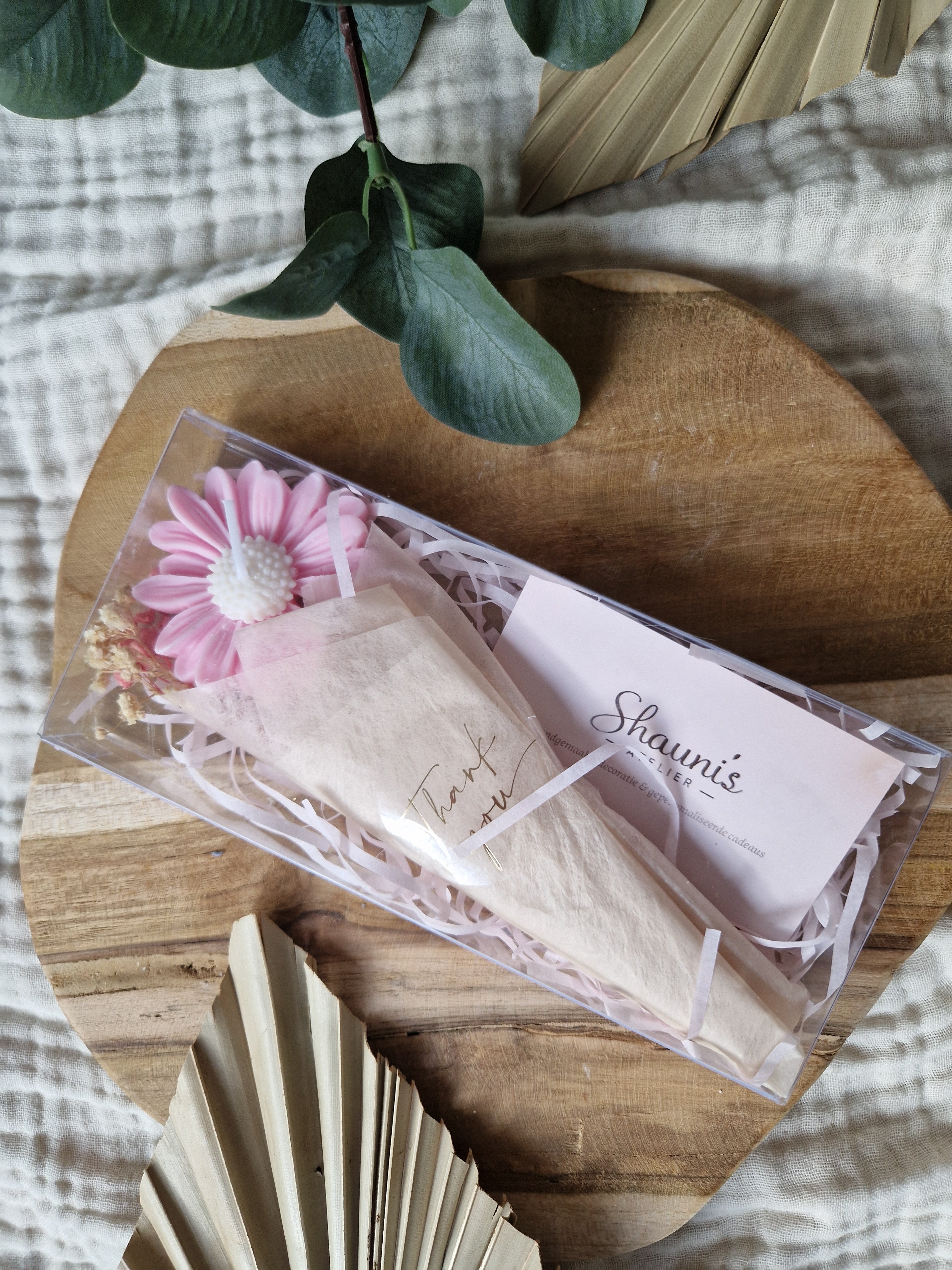 Madelief kaars - miniboeketje