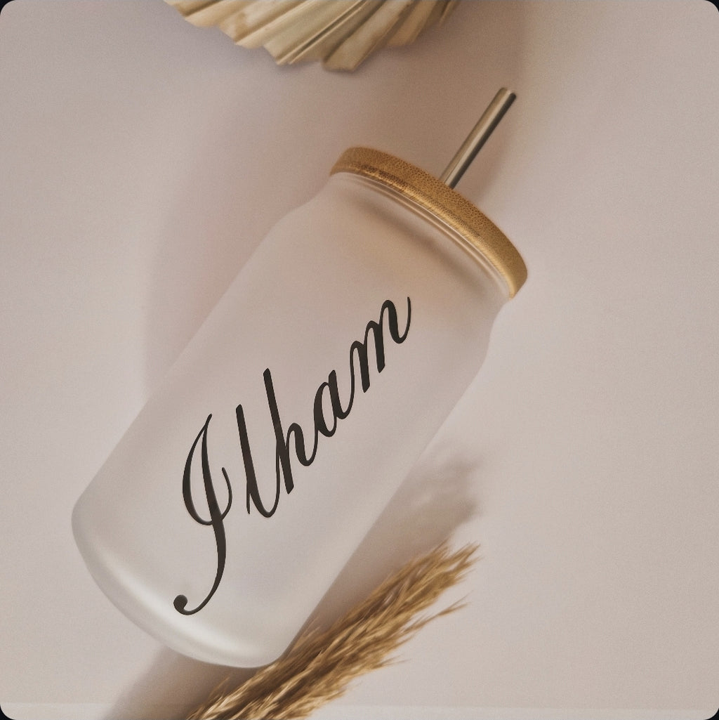 Frosted drinkbeker 400ml met rietje