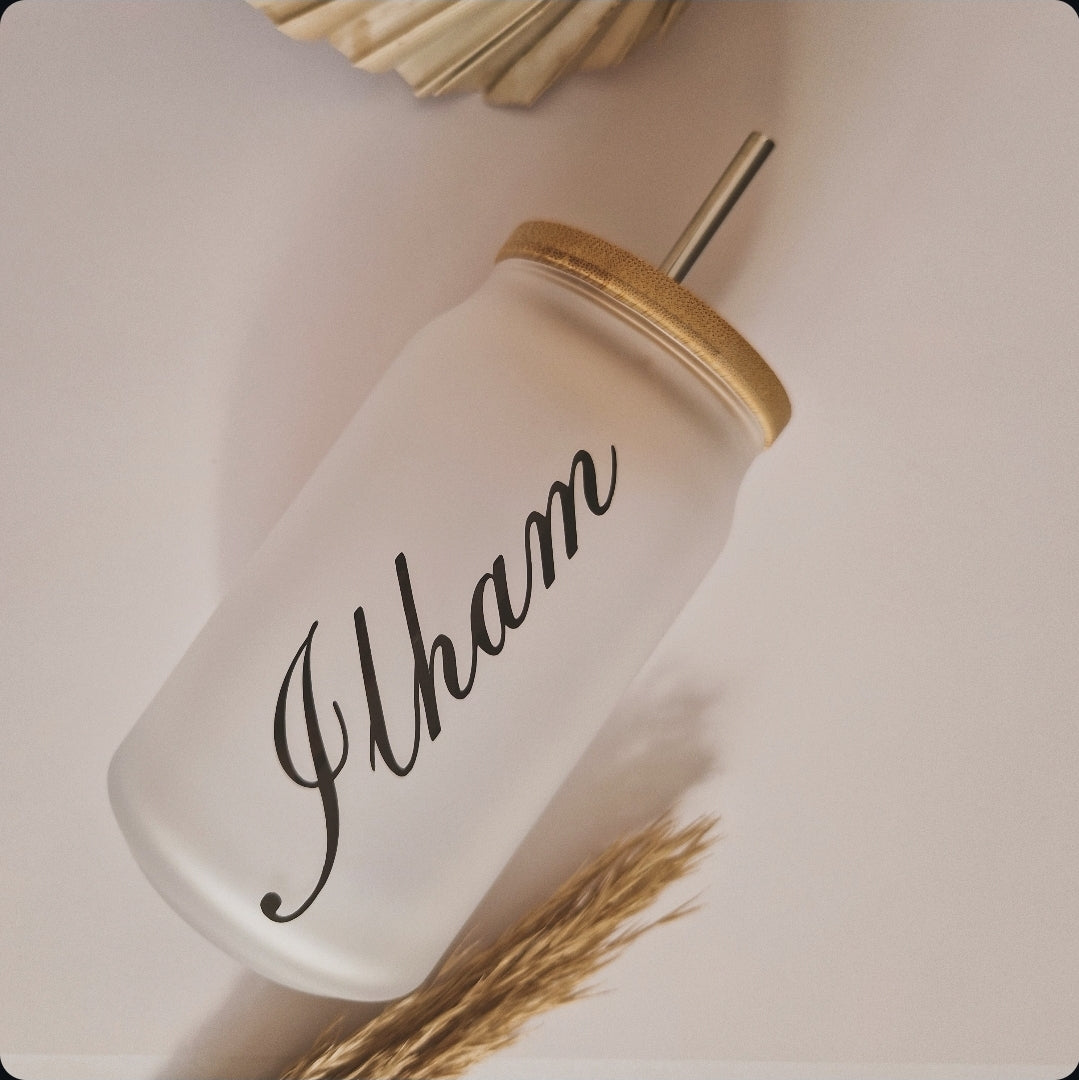 Frosted drinkbeker 400ml met rietje