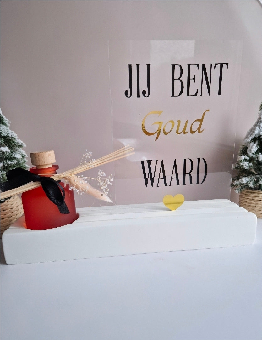 Jij bent goud waard - Luxe geurcadeau met fotohouder