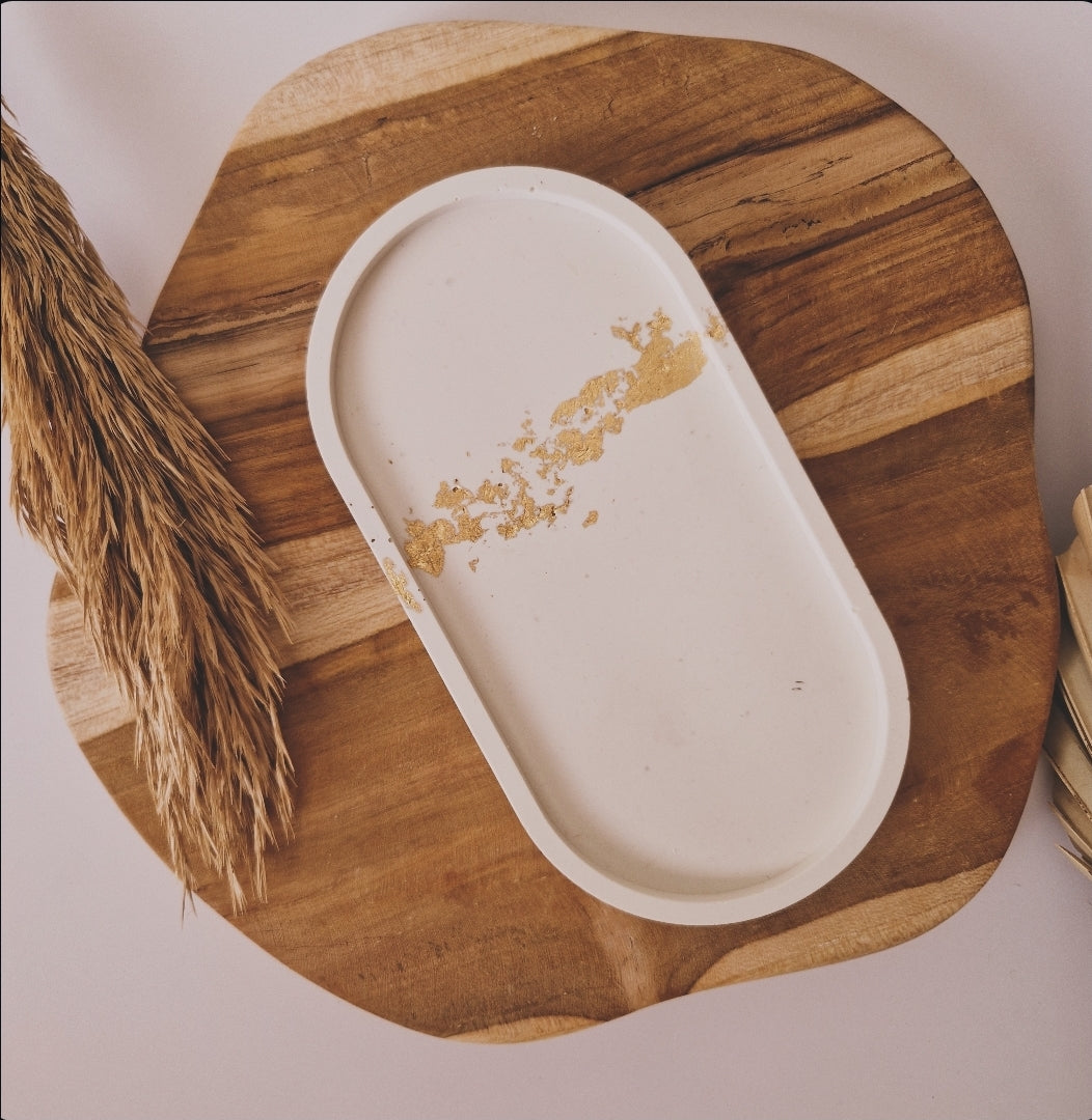 Ovale tray - Wit met Gouden detail
