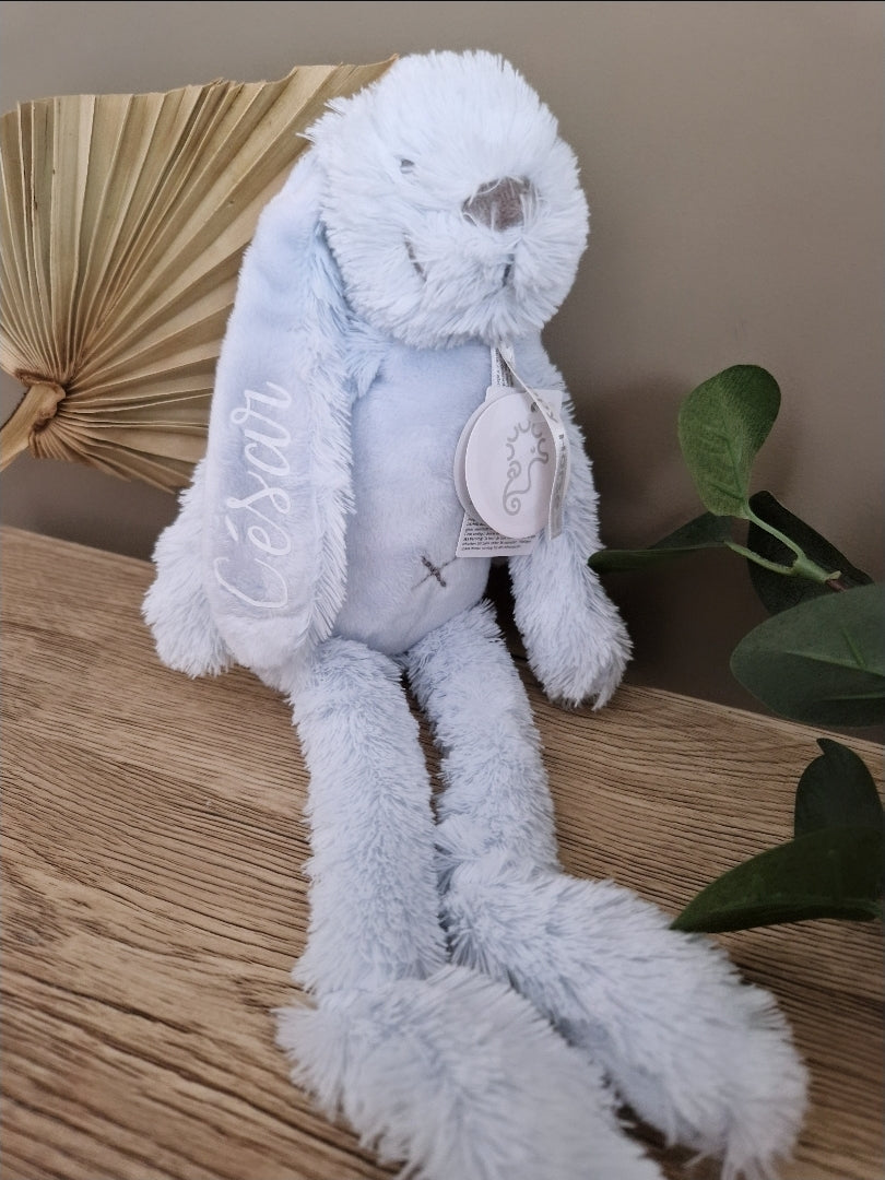 Blauw happy horse konijn met opschrift César